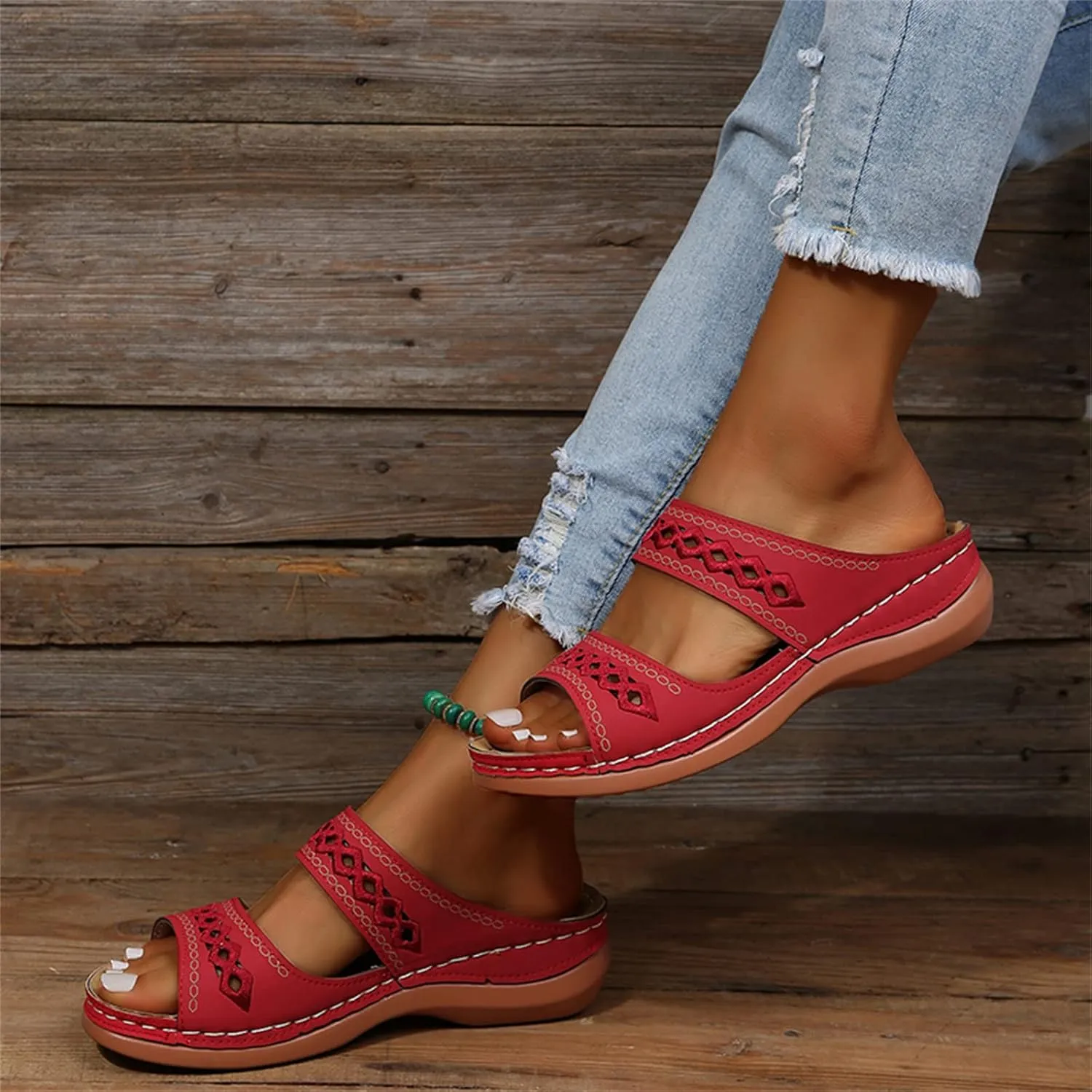 Sandals Women Dressy Summer Flat Island Cute Casual Beach Shoes Orthotic Slides Comfort Walking Orthopedic Flip Flops