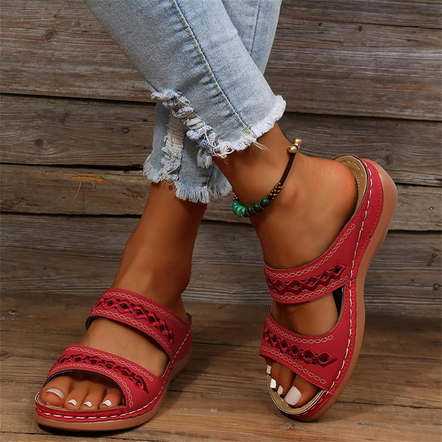 Sandals Women Dressy Summer Flat Island Cute Casual Beach Shoes Orthotic Slides Comfort Walking Orthopedic Flip Flops