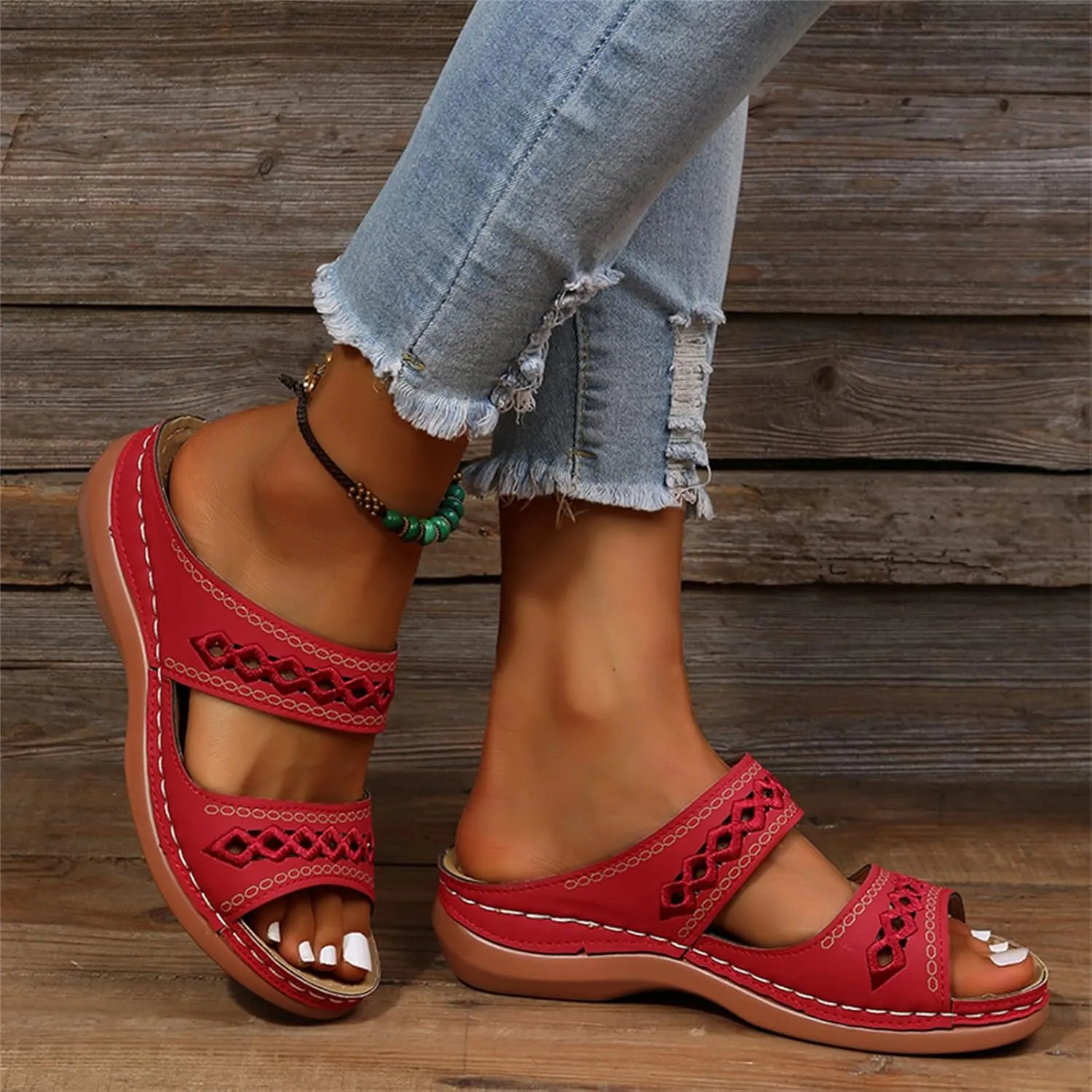 Sandals Women Dressy Summer Flat Island Cute Casual Beach Shoes Orthotic Slides Comfort Walking Orthopedic Flip Flops
