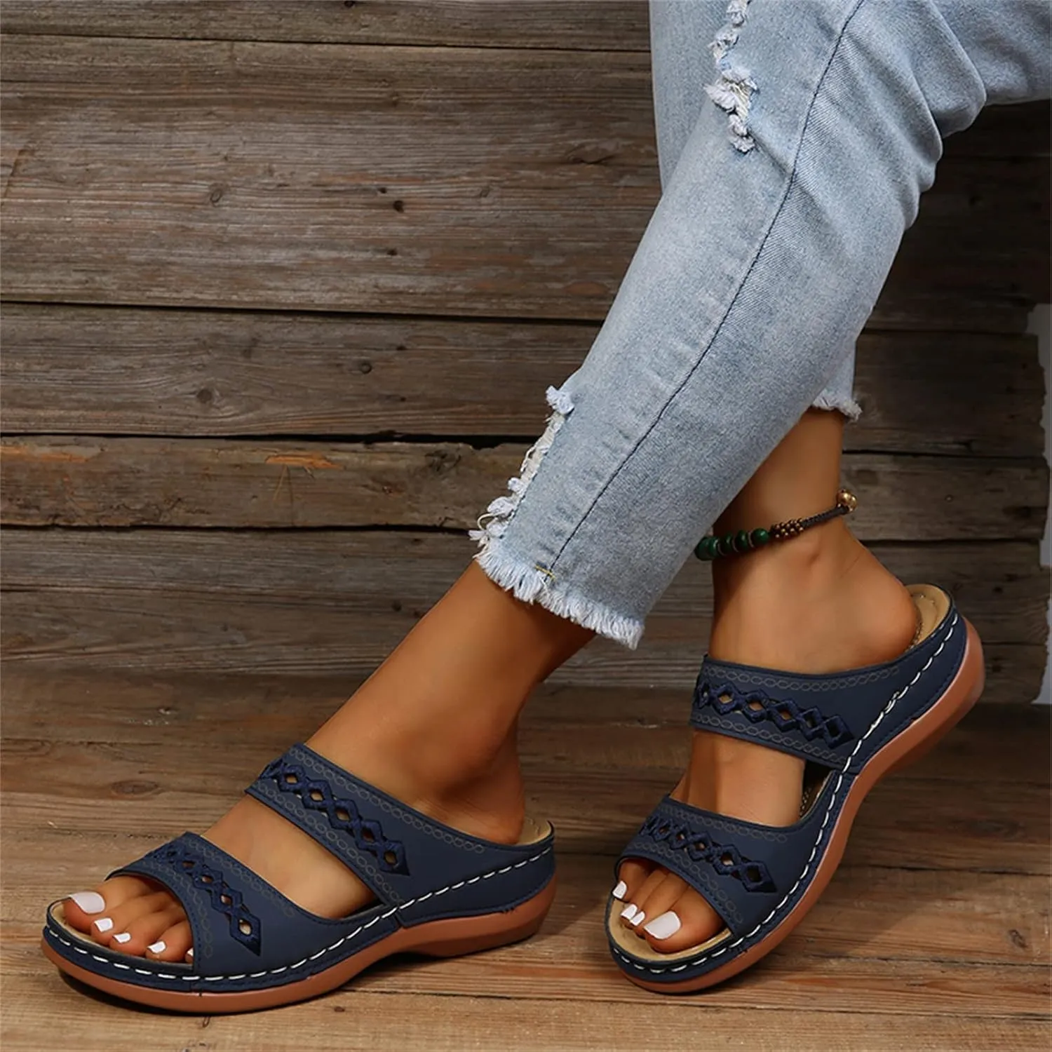 Sandals Women Dressy Summer Flat Island Cute Casual Beach Shoes Orthotic Slides Comfort Walking Orthopedic Flip Flops