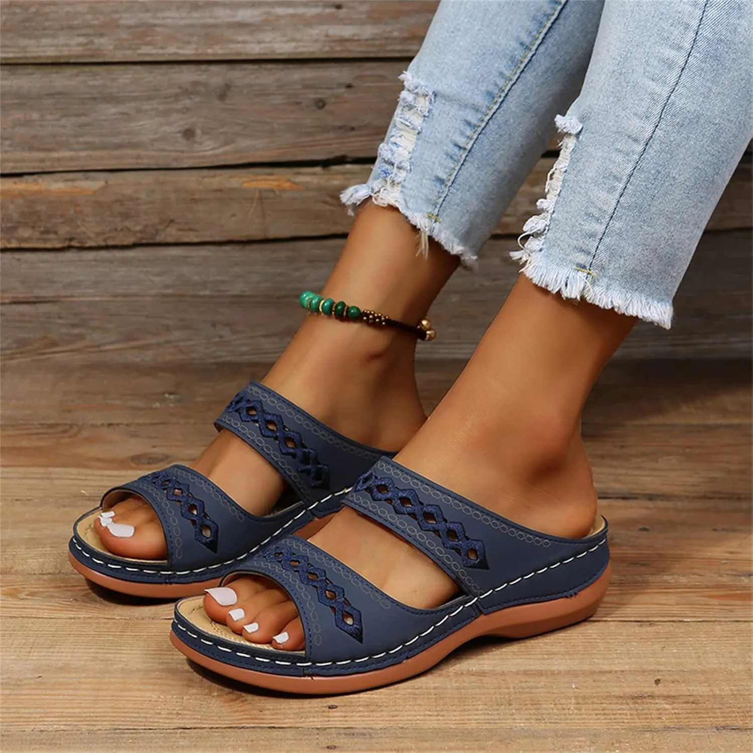 Sandals Women Dressy Summer Flat Island Cute Casual Beach Shoes Orthotic Slides Comfort Walking Orthopedic Flip Flops