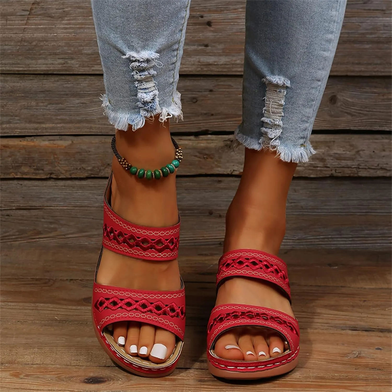 Sandals Women Dressy Summer Flat Island Cute Casual Beach Shoes Orthotic Slides Comfort Walking Orthopedic Flip Flops