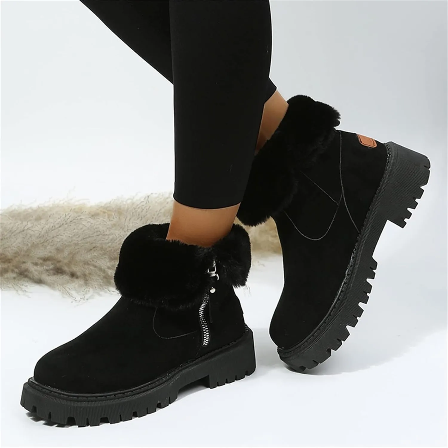 SBGMoSJ Winter Boots for Women Fashionable Women's Wide Width Waterproof Slip on Ankle Boots for Swollen Feet Winter Work Boots for Women Wide Width Women Boots Winter Ankle Botas Nieve Largas