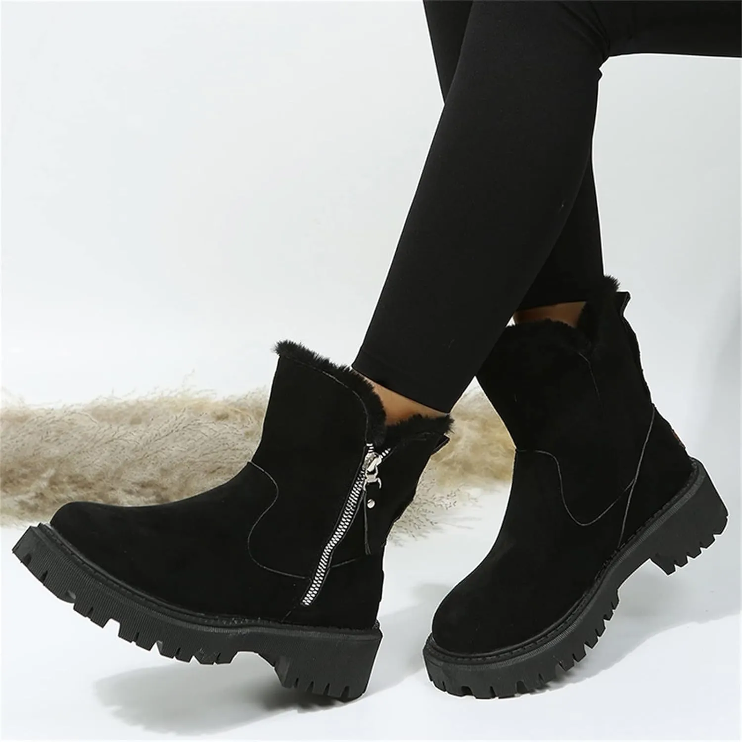 SBGMoSJ Winter Boots for Women Fashionable Women's Wide Width Waterproof Slip on Ankle Boots for Swollen Feet Winter Work Boots for Women Wide Width Women Boots Winter Ankle Botas Nieve Largas