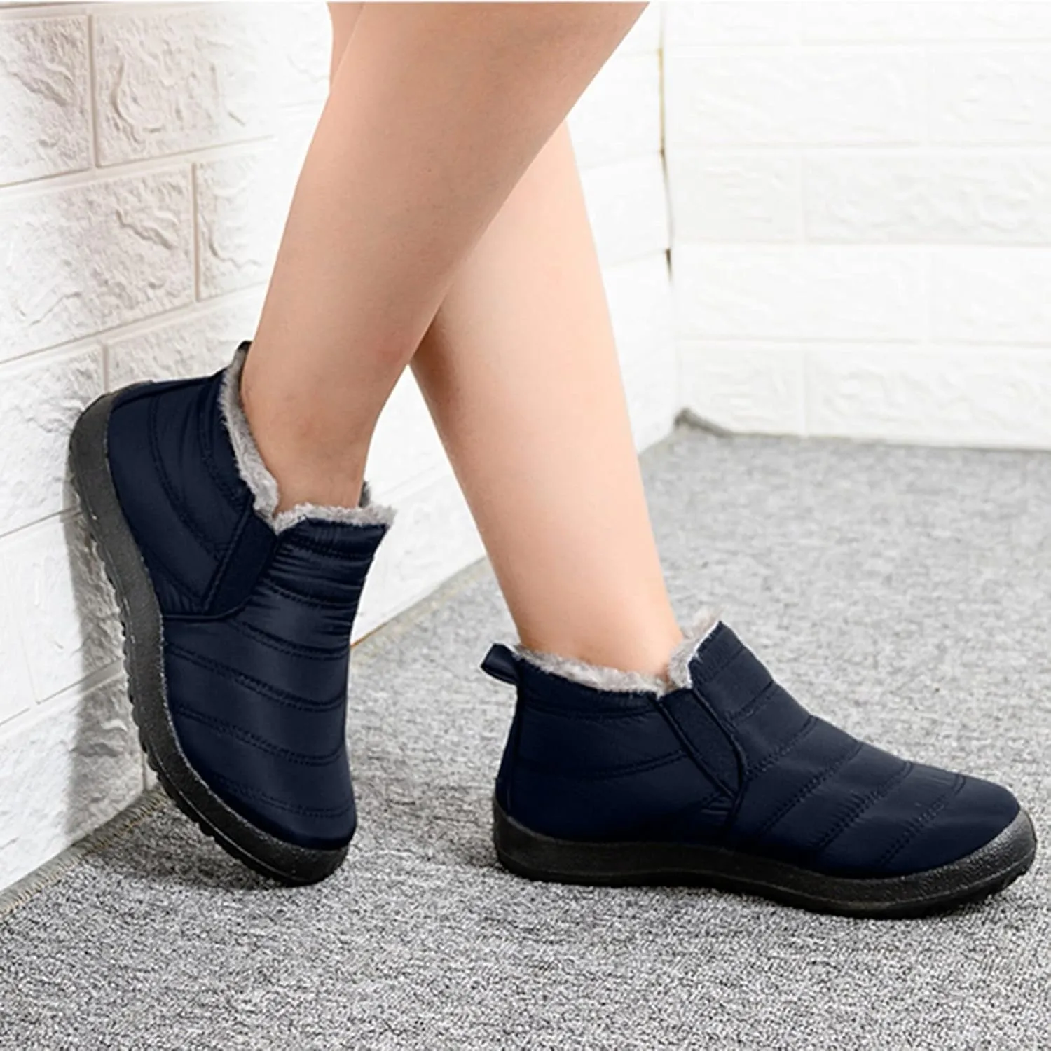 SBGMoSJ Womens Waterproof Winter Boots Rubber Womens Boots Winter Winter Boots Women Size 8 Black Outdoor Boots Women Rubber Wide Toe Box Women Winter Boot