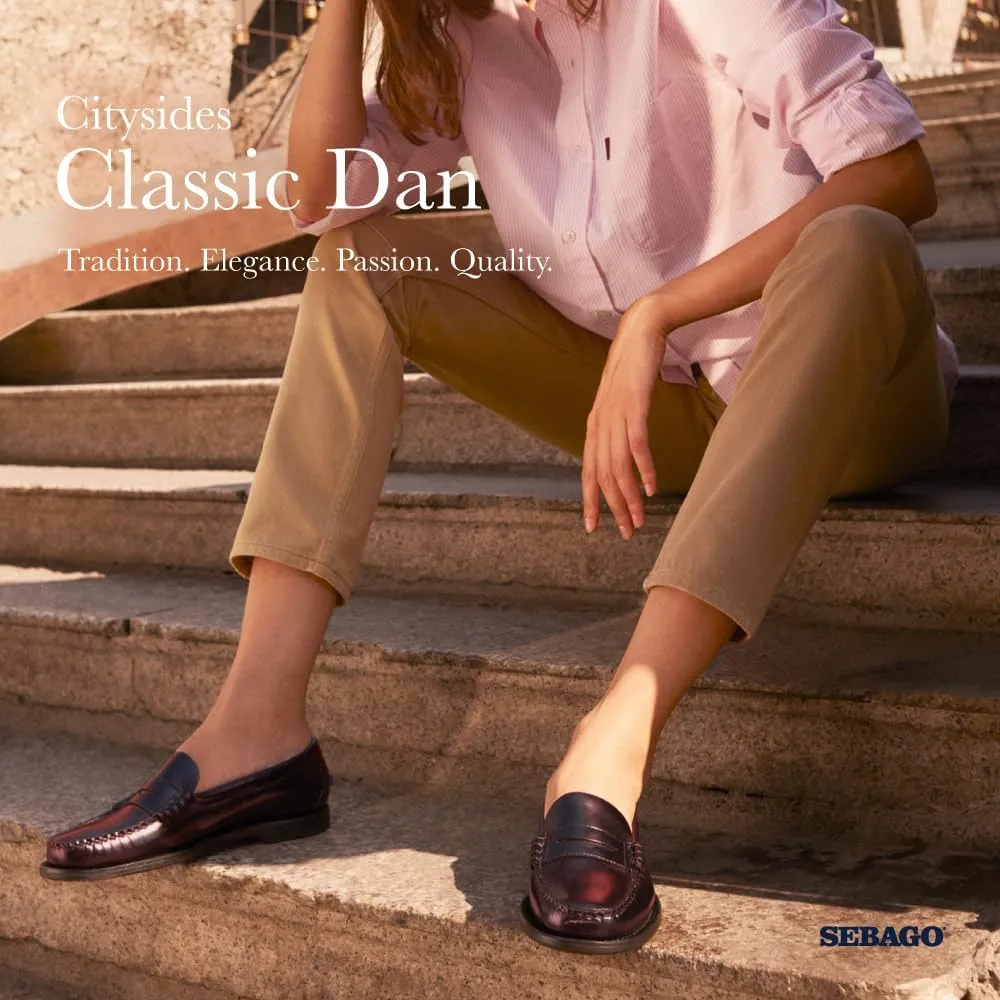 Sebago Women's Classic Dan Leather Penny Loafers ?C Hand-Sewn Slip-On Moccasins with Leather Sole & Timeless Design