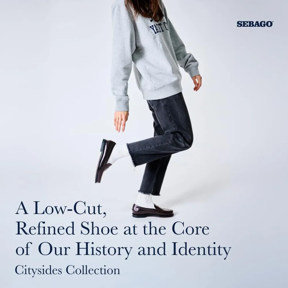 Sebago Women's Classic Dan Leather Penny Loafers ?C Hand-Sewn Slip-On Moccasins with Leather Sole & Timeless Design