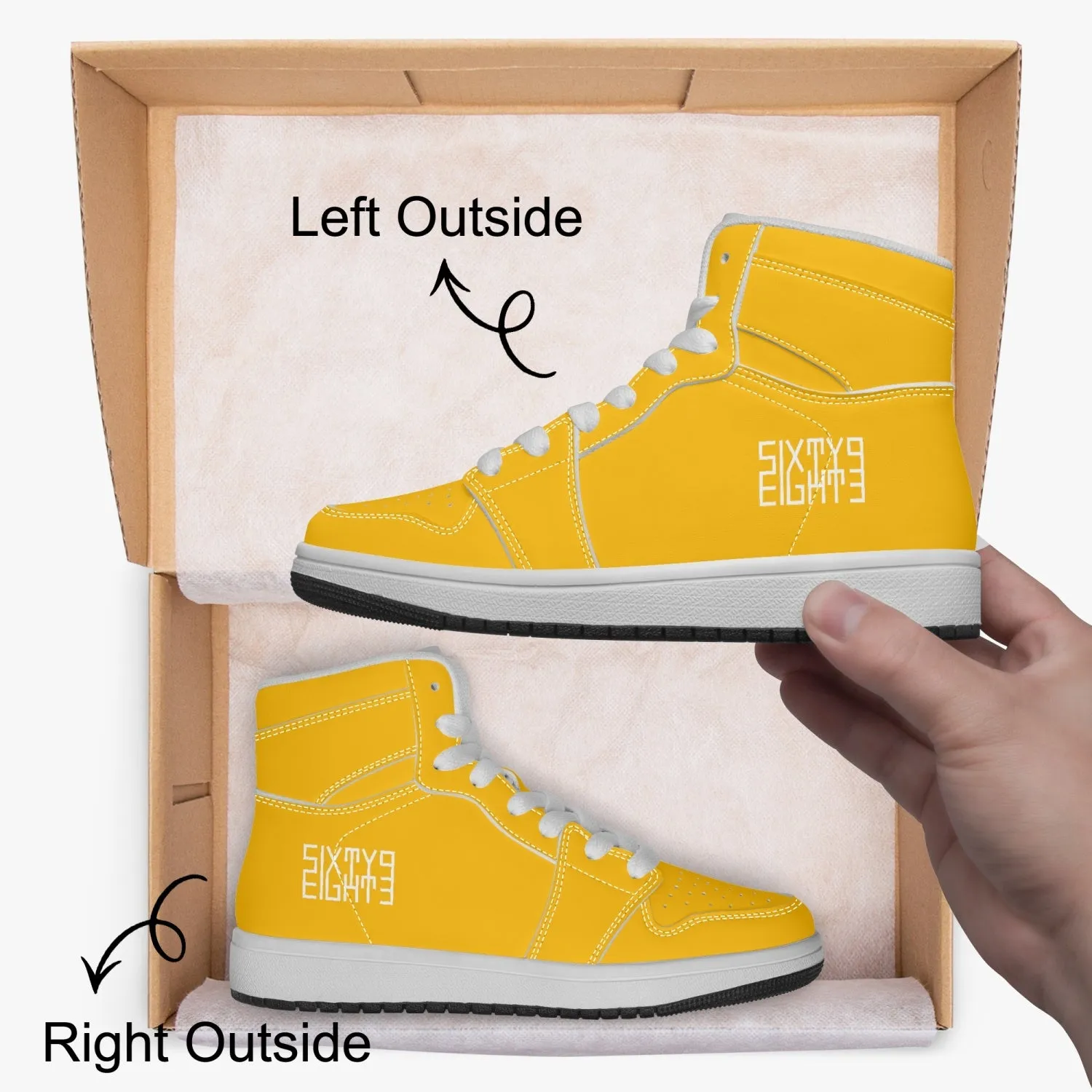 Sixty Eight 93 Logo White Orange Kids High-Top Shoes