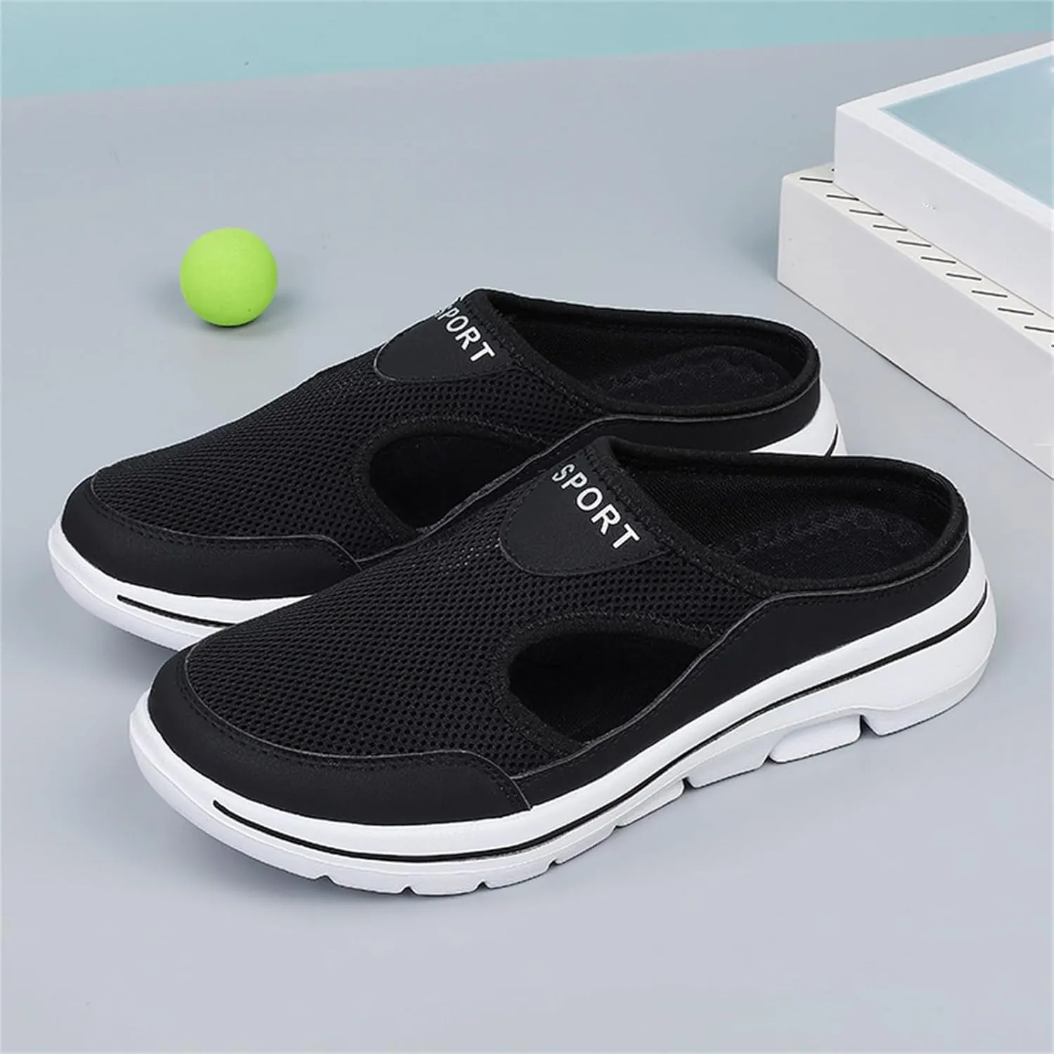 Slip On Mules for Women Summer Arch Support Orthopedic Sandal Mesh Hollow Out Breathable Comfort Sports Sandals Closed Toe Slippers Slip-On Walking Shoes Outdoor Casual Non Slip Sandals