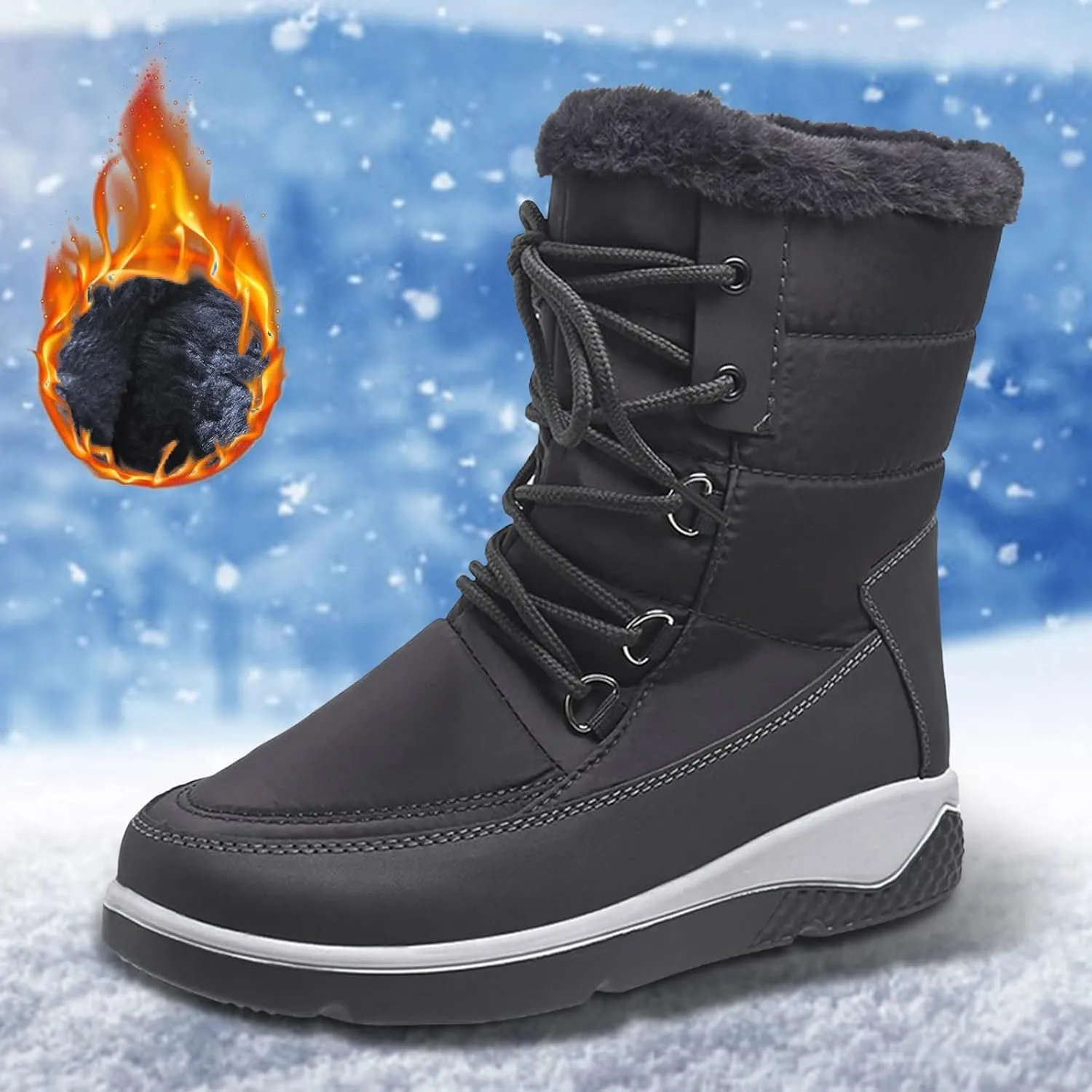 Snow Boots for Women Cute 10 Wide Warm Toes Winter Boots for Women Waterproof Wide Width Waterproof Winter Boots Slip on Boots for Snow and Ice Botas De Invierno Para La Nieve De Mujer Con Peluche