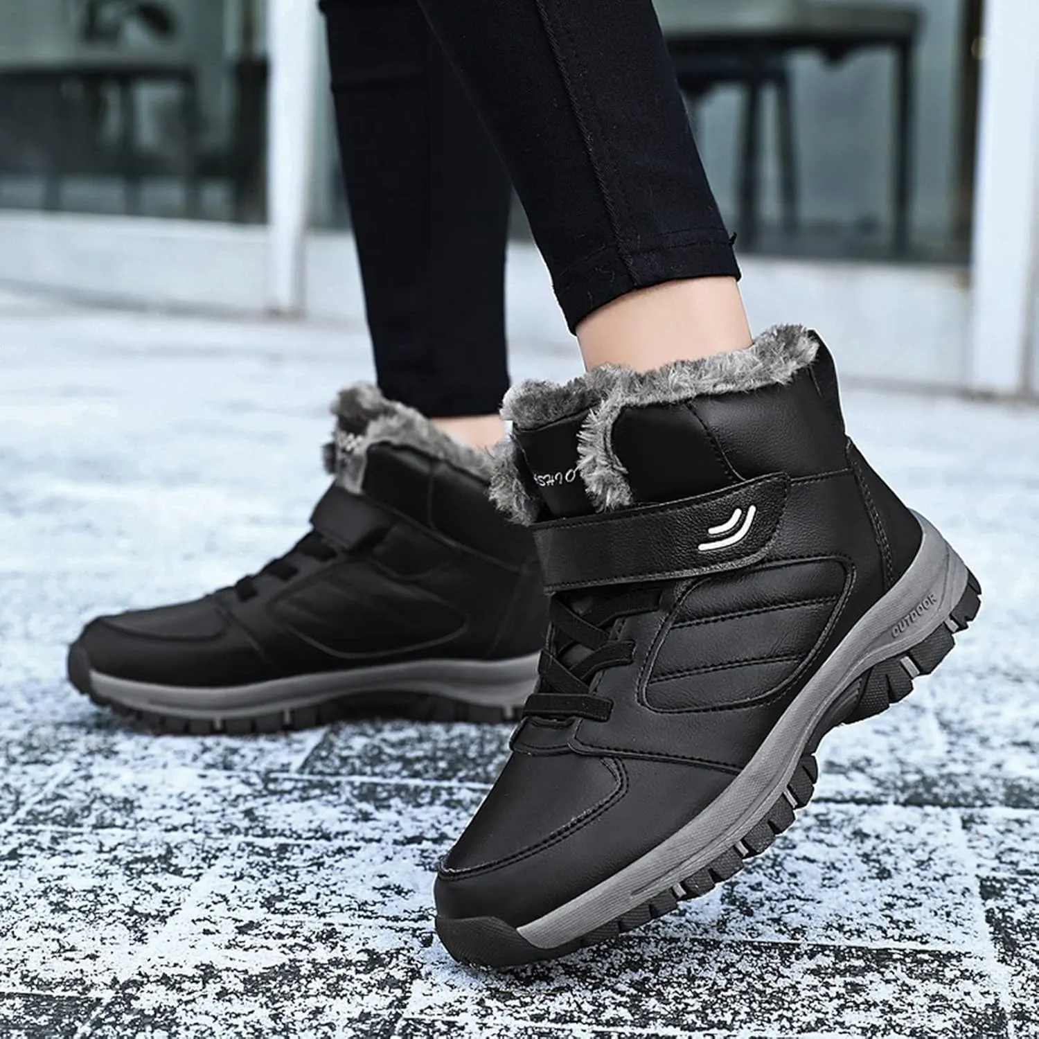 Snow Boots for Women Cute Size 11 Womens Waterproof Winter Boots Ankle Zip Women's Boots Winter Leather Slip on Snow Boots for Women Botas De Invierno Mujer Elegantes