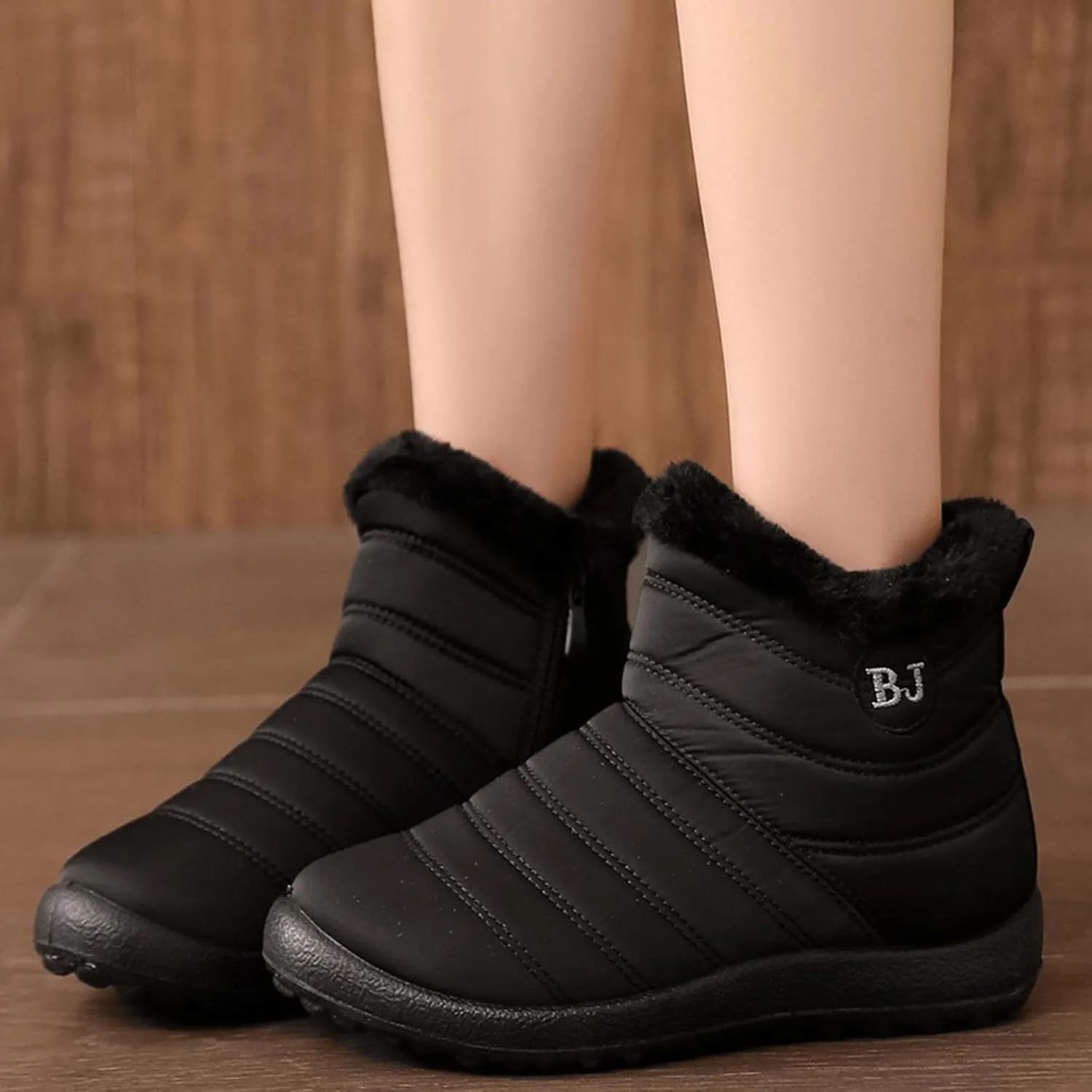 Snow Boots for Women Waterproof Anti Slip Snow Boots Women Waterproof Cute Black Winter Booties for Women Women's Winter Boots with Zipper Botas Termicas Para Mujer Frio