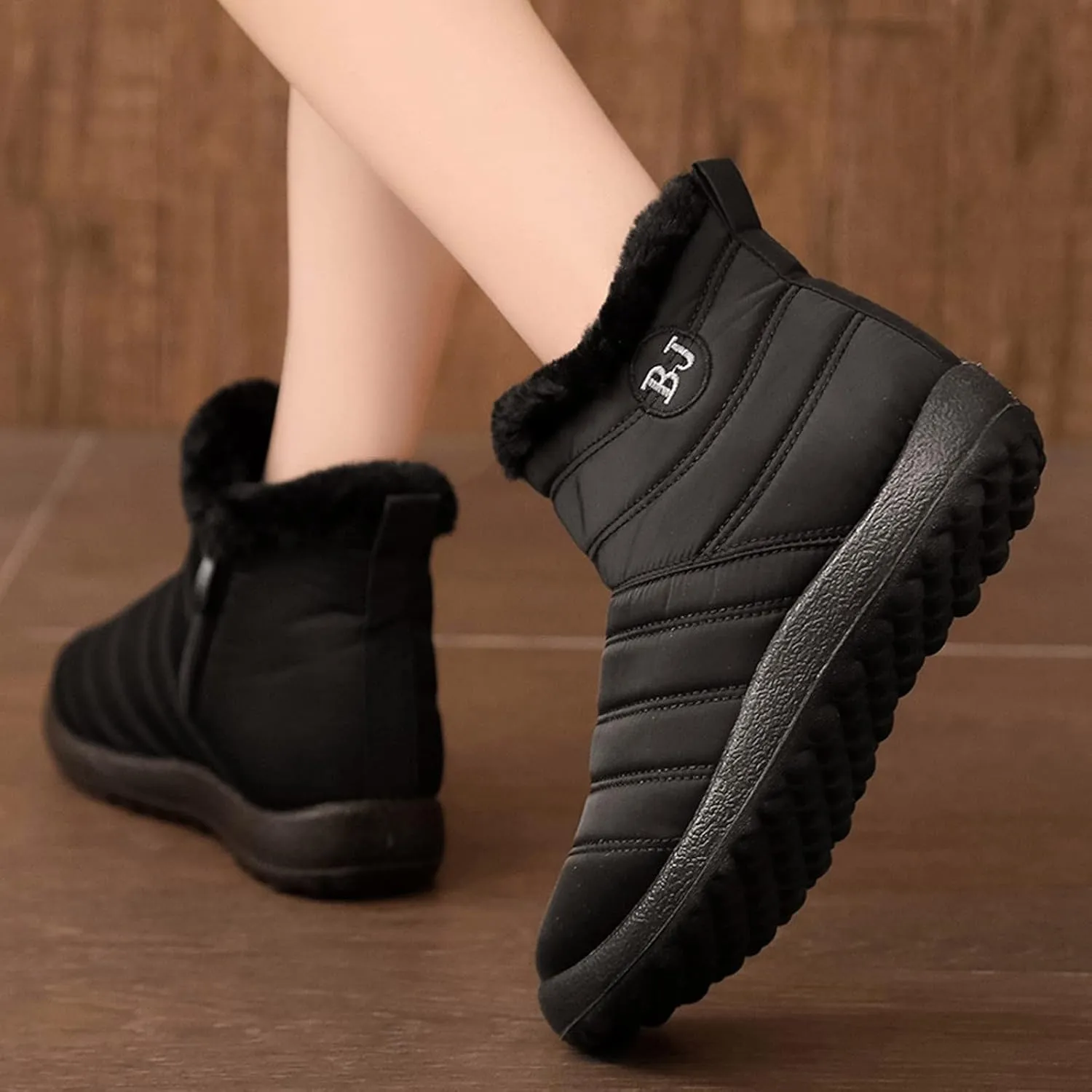 Snow Boots for Women Waterproof Anti Slip Snow Boots Women Waterproof Cute Black Winter Booties for Women Women's Winter Boots with Zipper Botas Termicas Para Mujer Frio