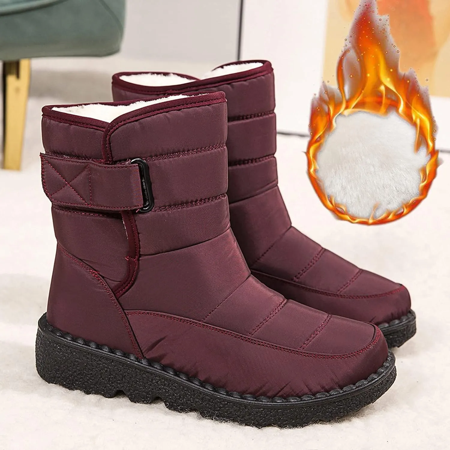 Snow Boots for Women Waterproof Mid Calf Boots for Women Girls Snow Winter Short Boots For Women Outdoor Warm Booties