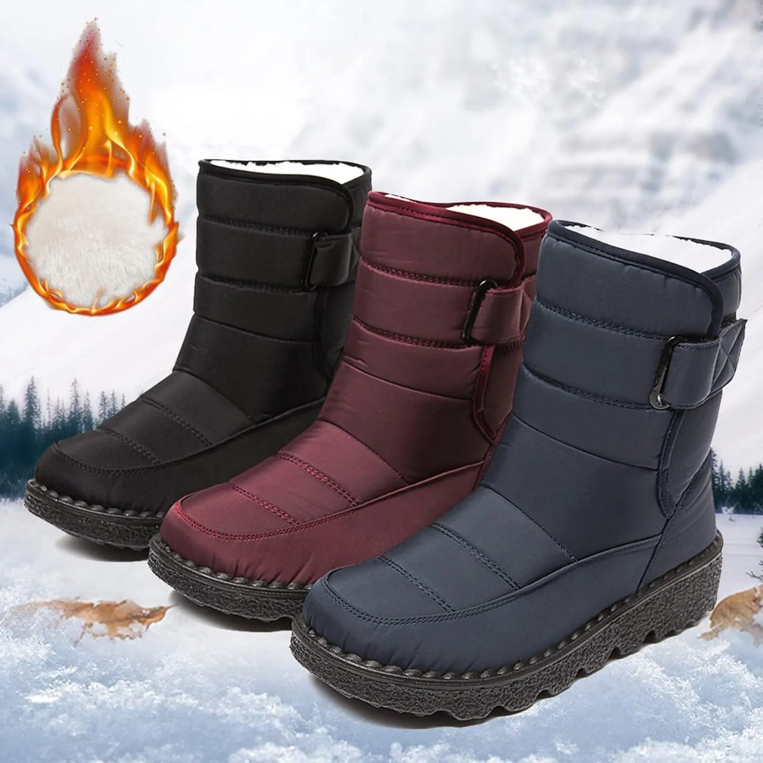 Snow Boots for Women Waterproof Mid Calf Boots for Women Girls Snow Winter Short Boots For Women Outdoor Warm Booties