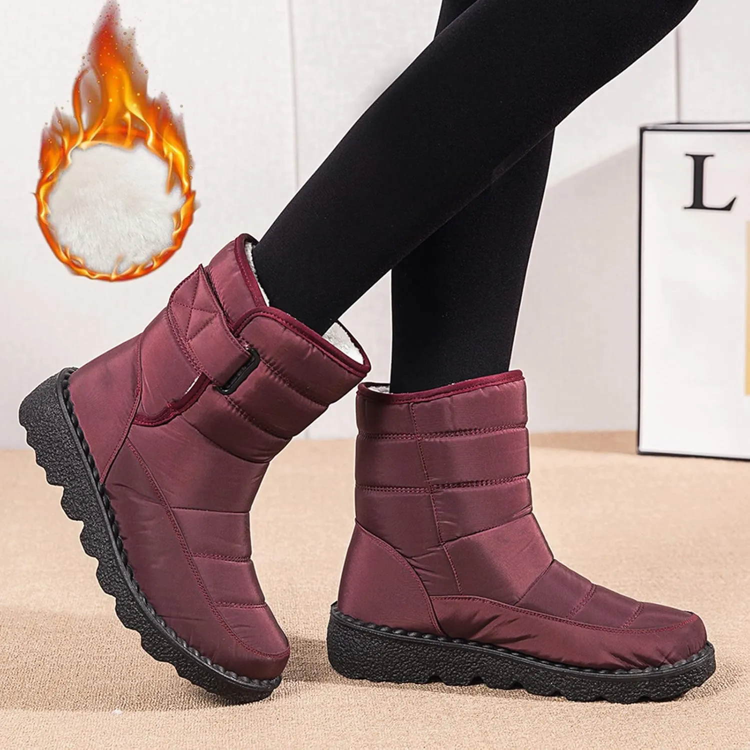 Snow Boots for Women Waterproof Mid Calf Boots for Women Girls Snow Winter Short Boots For Women Outdoor Warm Booties