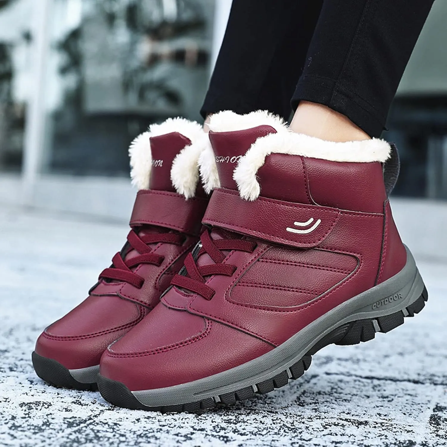 Snow Boots for Women Waterproof Non Slip Wide Womens Boots Winter Ankle Womens Wide Width Snow Boots with Zipper Boots for Snow Woman Winter Boot for Women Size 5.5