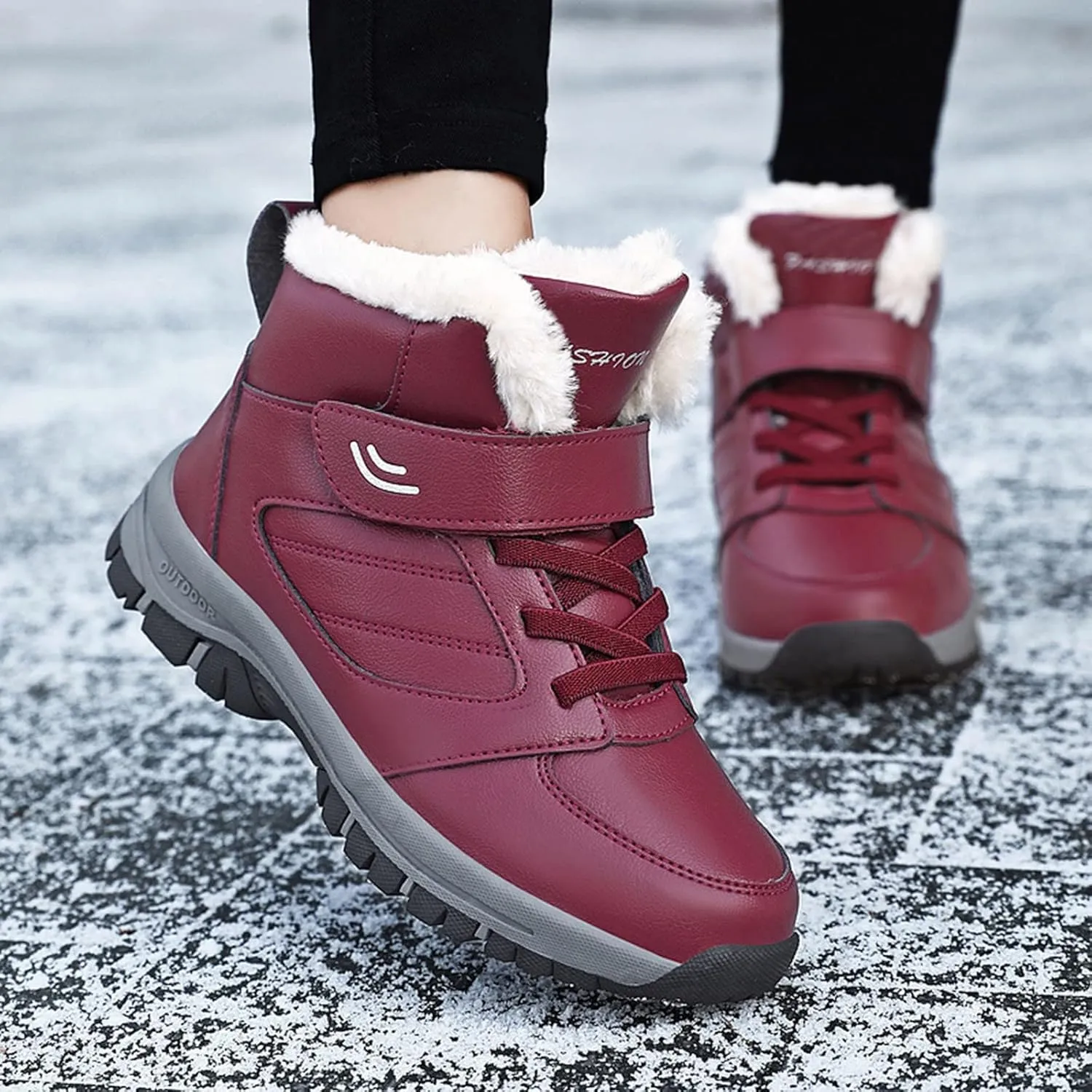 Snow Boots for Women Waterproof Non Slip Wide Womens Boots Winter Ankle Womens Wide Width Snow Boots with Zipper Boots for Snow Woman Winter Boot for Women Size 5.5