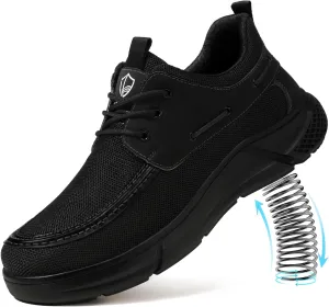 Steel Toe Shoes for Men Slip On Lightweight Work Shoes Breathable Indestructible Mens Safety Sneakers Steel Toe Loafers Comfortable Walking Casual Sneakers for Industrial Construction