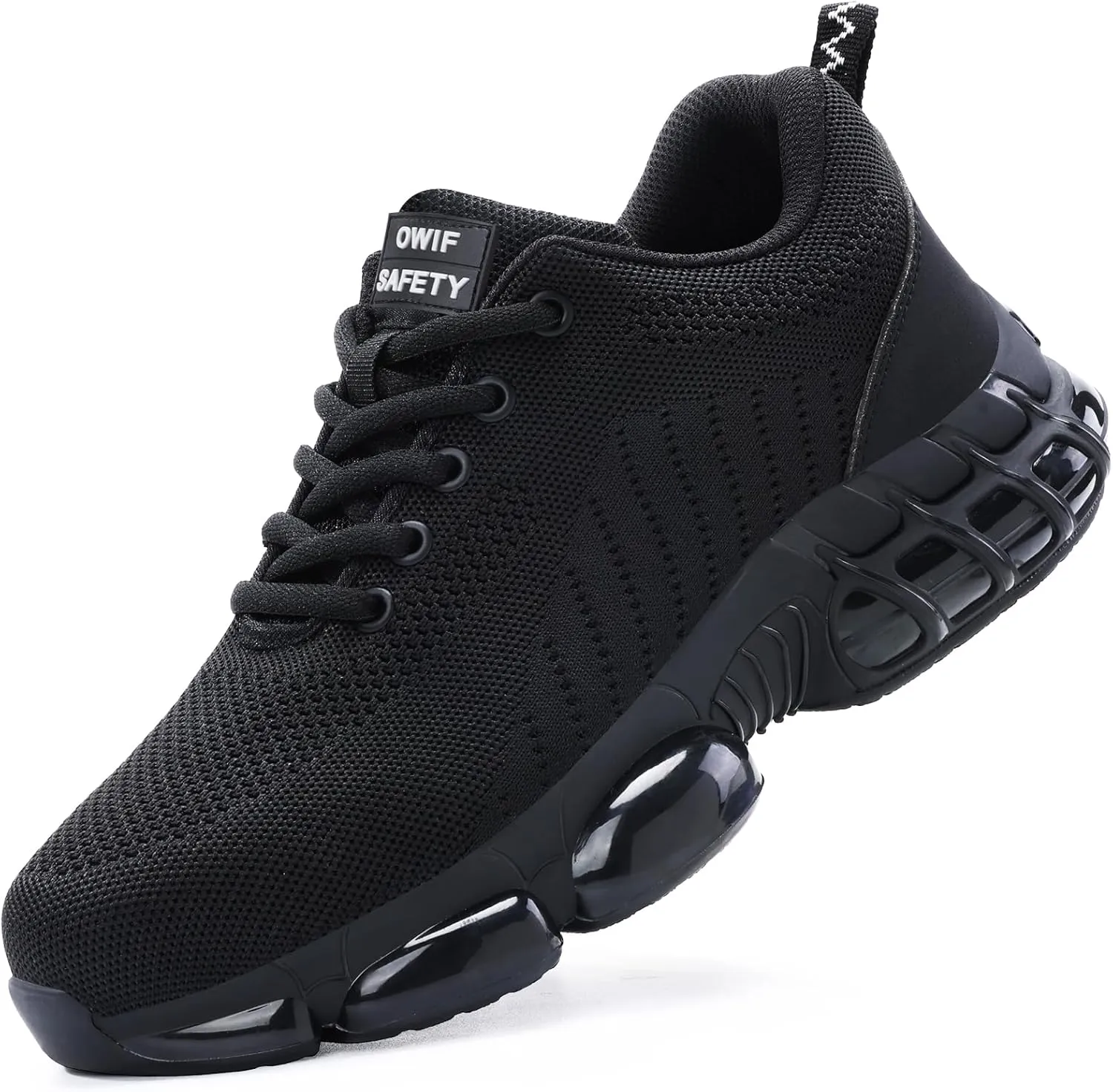 Steel Toe Work Shoes for Men Women Comfortable Lightweight Cushion Composite Toe Construction Safety Toe Sneakers 46S Black