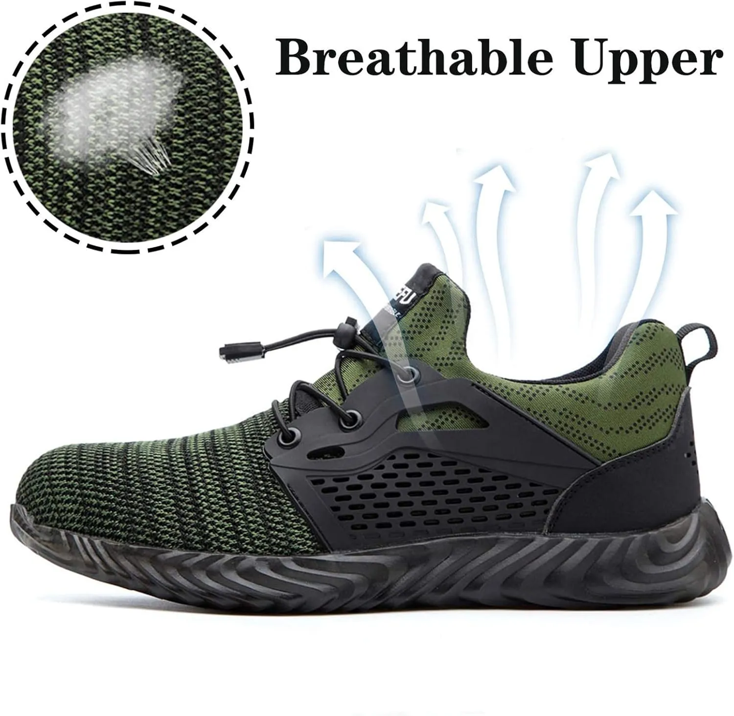 SUADEX Steel Toe Shoes for Men Women Indestructible Steel Toe Sneakers Lightweight Work Safety Shoes Puncture Proof Composite Toe