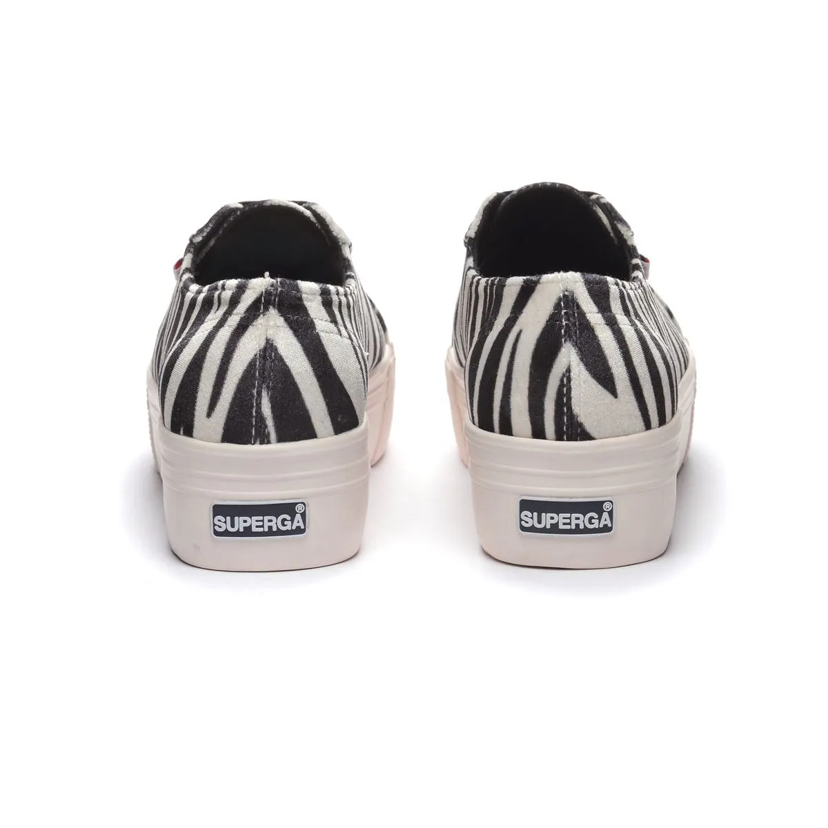 Superga Velvet Animal Print Lace Up Classic Low-top Platform Sneaker ZEBRA