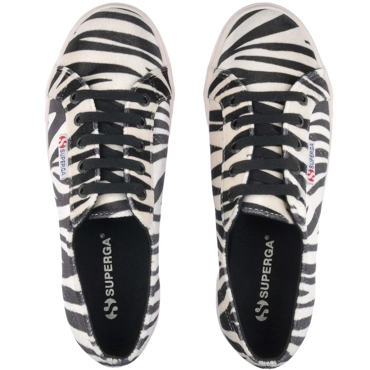Superga Velvet Animal Print Lace Up Classic Low-top Platform Sneaker ZEBRA