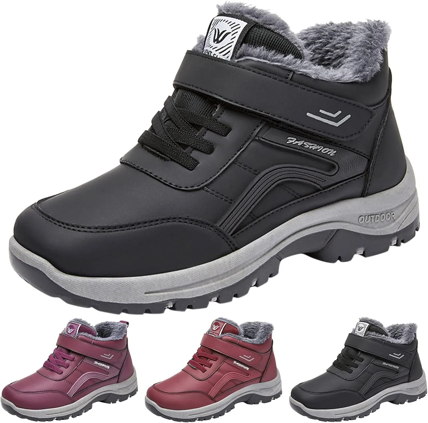 Tall Black Winter Boots for Women Waterproof Snow Womens Winter Snow Boots Wide Winter Boots for Women Snowboarding Womens Hiking Boots Waterproof Botas De Frio Para Mujer Bajitas De Cuero
