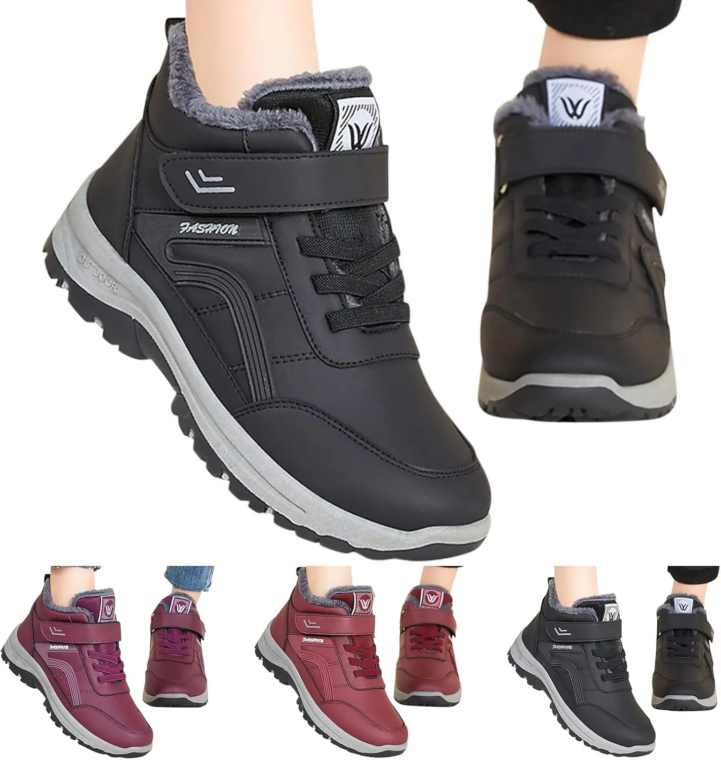 Tall Black Winter Boots for Women Waterproof Snow Womens Winter Snow Boots Wide Winter Boots for Women Snowboarding Womens Hiking Boots Waterproof Botas De Frio Para Mujer Bajitas De Cuero