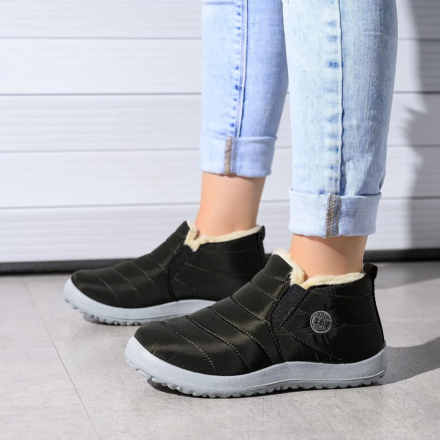 Tall Wide Calf Snow Boots for Women Women Snow Boots Slip on Women Winter Bootie Womens Waterproof Comfortable Walking Boots for Europe Womens Dress Waterproof Leather Ankle Boots Black
