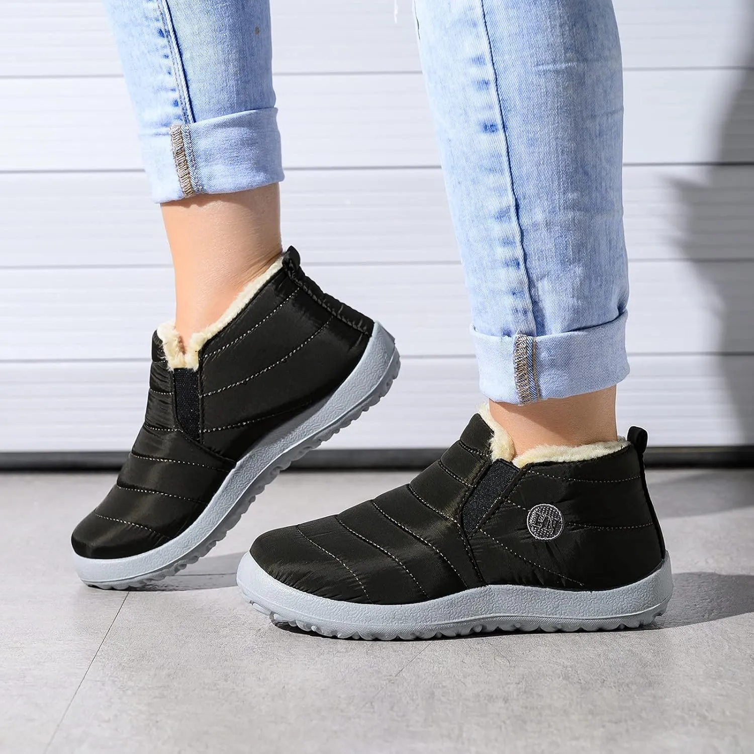 Tall Wide Calf Snow Boots for Women Women Snow Boots Slip on Women Winter Bootie Womens Waterproof Comfortable Walking Boots for Europe Womens Dress Waterproof Leather Ankle Boots Black