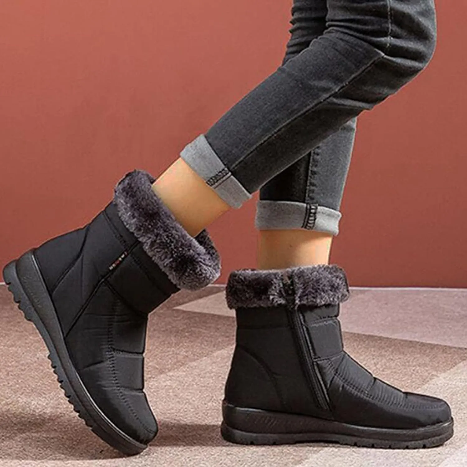 Tall Winter Boots for Women Waterproof Snow Non Slip Snow Boot Women Low Waterproof Snow Boots Women Pull on Fashionable Winter Boots for Women Botas De Trabajo Para Mujer En El Frio