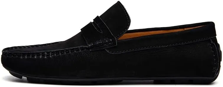 TAYGUM Mens Loafers Round Toe Vegan Leather Penny Driving Loafer Shoe Flat Heel Flexible Anti-Slip Outdoor Walking Slip-on