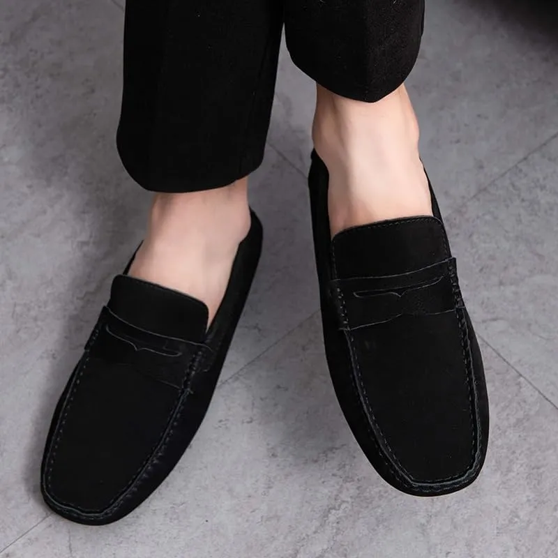TAYGUM Mens Loafers Round Toe Vegan Leather Penny Driving Loafer Shoe Flat Heel Flexible Anti-Slip Outdoor Walking Slip-on