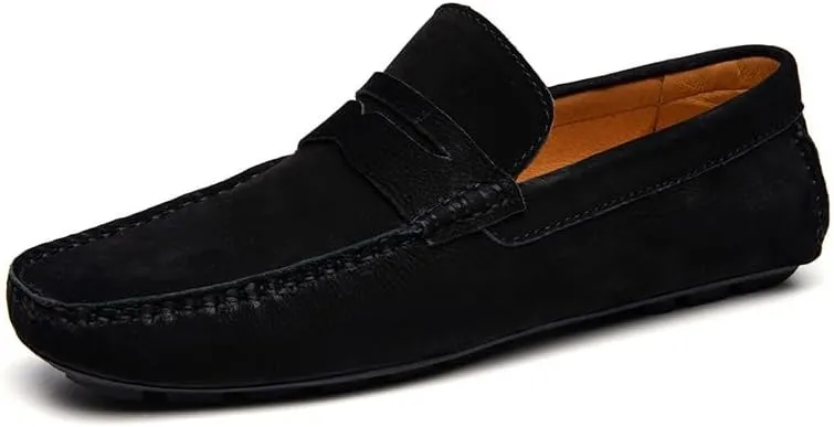 TAYGUM Mens Loafers Round Toe Vegan Leather Penny Driving Loafer Shoe Flat Heel Flexible Anti-Slip Outdoor Walking Slip-on