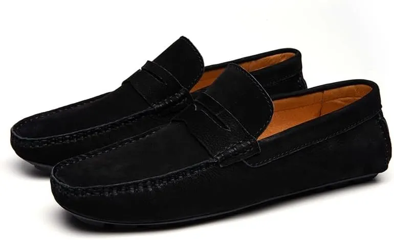 TAYGUM Mens Loafers Round Toe Vegan Leather Penny Driving Loafer Shoe Flat Heel Flexible Anti-Slip Outdoor Walking Slip-on