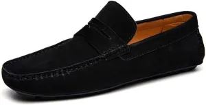 TAYGUM Mens Loafers Round Toe Vegan Leather Penny Driving Loafer Shoe Flat Heel Flexible Anti-Slip Outdoor Walking Slip-on