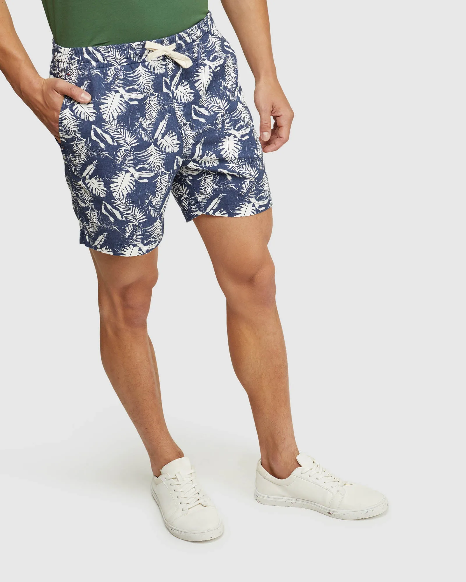 Toby Palm Tree Linen Cotton Shorts