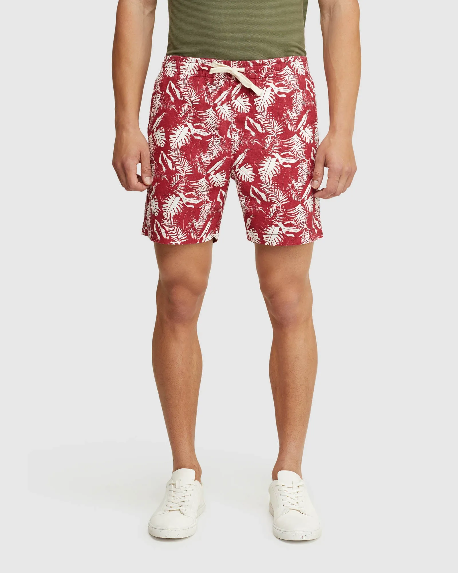 Toby Palm Tree Linen Cotton Shorts