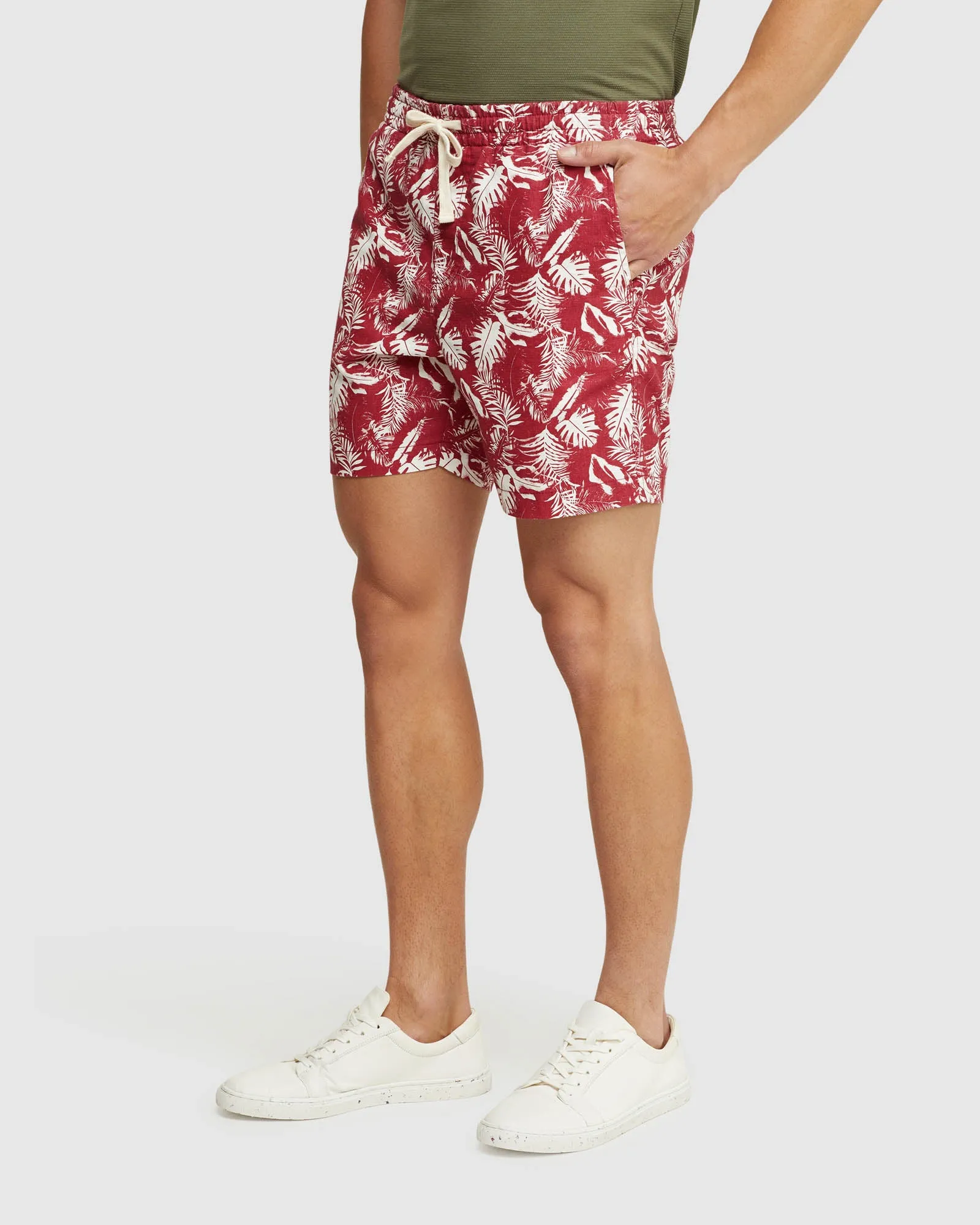 Toby Palm Tree Linen Cotton Shorts