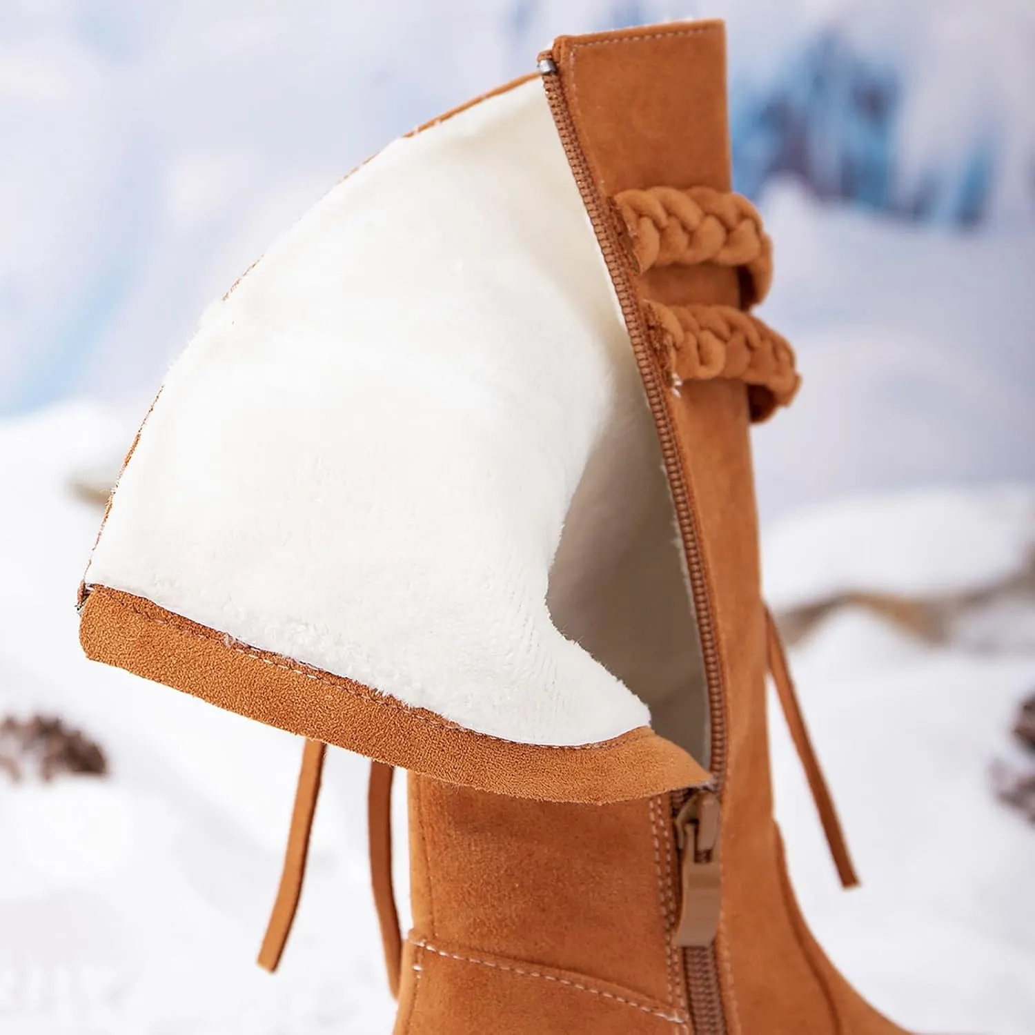 Toddler Girls Boots Girls Booties Fall Riding Boots Knee High Side Zipper Mid Calf Shoes Little Kids Warm Snow Boots