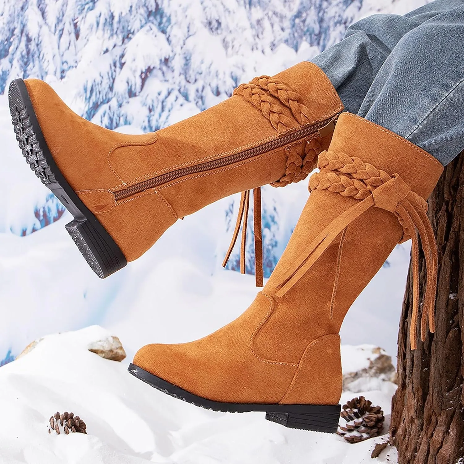 Toddler Girls Boots Girls Booties Fall Riding Boots Knee High Side Zipper Mid Calf Shoes Little Kids Warm Snow Boots