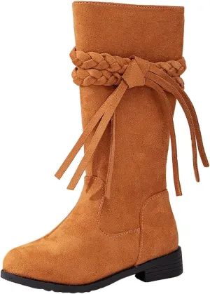 Toddler Girls Boots Girls Booties Fall Riding Boots Knee High Side Zipper Mid Calf Shoes Little Kids Warm Snow Boots