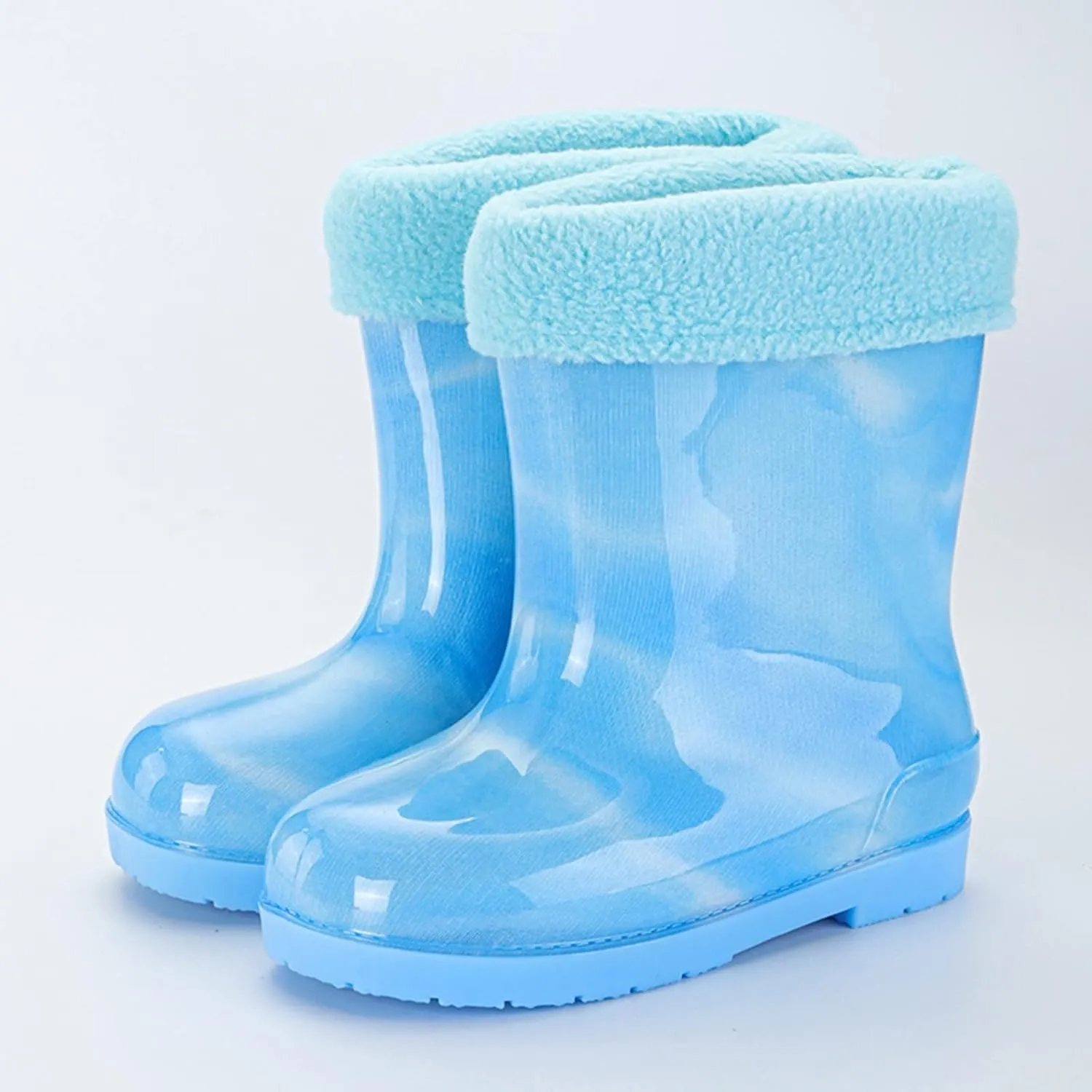 Toddler Kids Rain Boots with Cute Bow Waterproof Rubber Boots for Girls Boys Tie Dye Gradient Color Rainboots