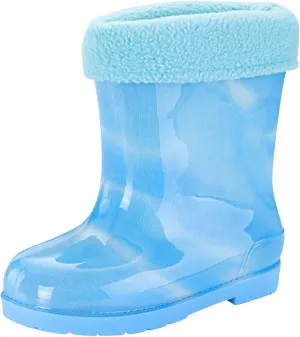 Toddler Kids Rain Boots with Cute Bow Waterproof Rubber Boots for Girls Boys Tie Dye Gradient Color Rainboots