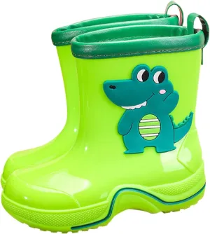 Toddler Kids Reflective Stripes Rain Boots Non Slip Waterproof Rubber Boots in 3D Patterns for Boys and Newborn Shoes