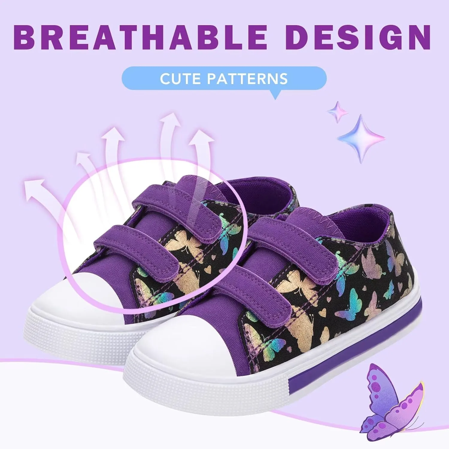 Toddler Kids Sneakers for Boys Girls Light Up Canvas Shoes Children Low Top Casual Outdoor Sneaker with Adjustable Straps