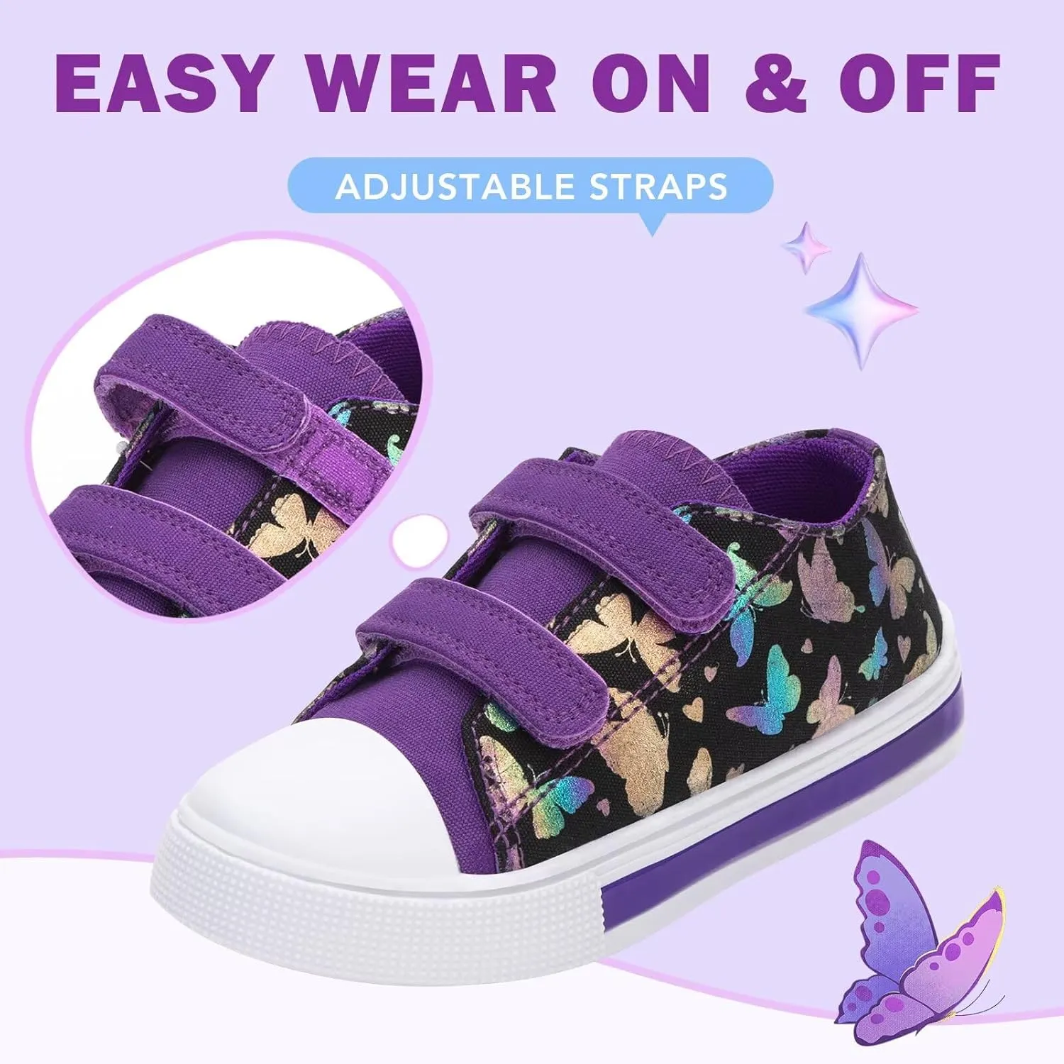 Toddler Kids Sneakers for Boys Girls Light Up Canvas Shoes Children Low Top Casual Outdoor Sneaker with Adjustable Straps