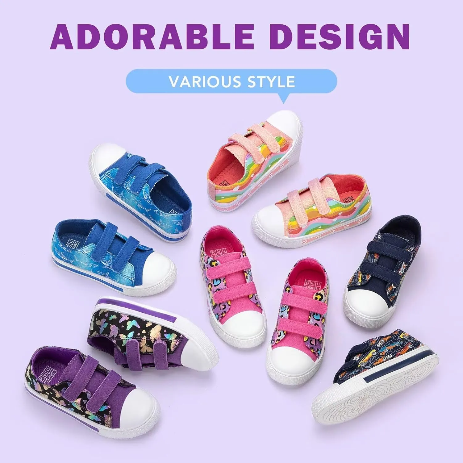 Toddler Kids Sneakers for Boys Girls Light Up Canvas Shoes Children Low Top Casual Outdoor Sneaker with Adjustable Straps
