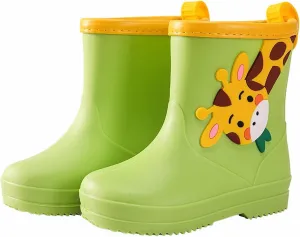 Toddler Rain Boots Boys Girls Giraffe Cartoon Rain Boots Kids Short Rainboots Easy-on Lightweight and Kids Water Shoes